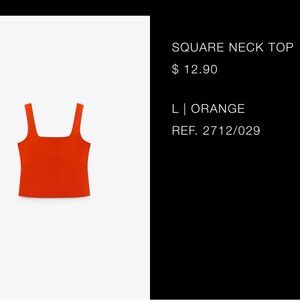 Zara Square Neck Orange Top